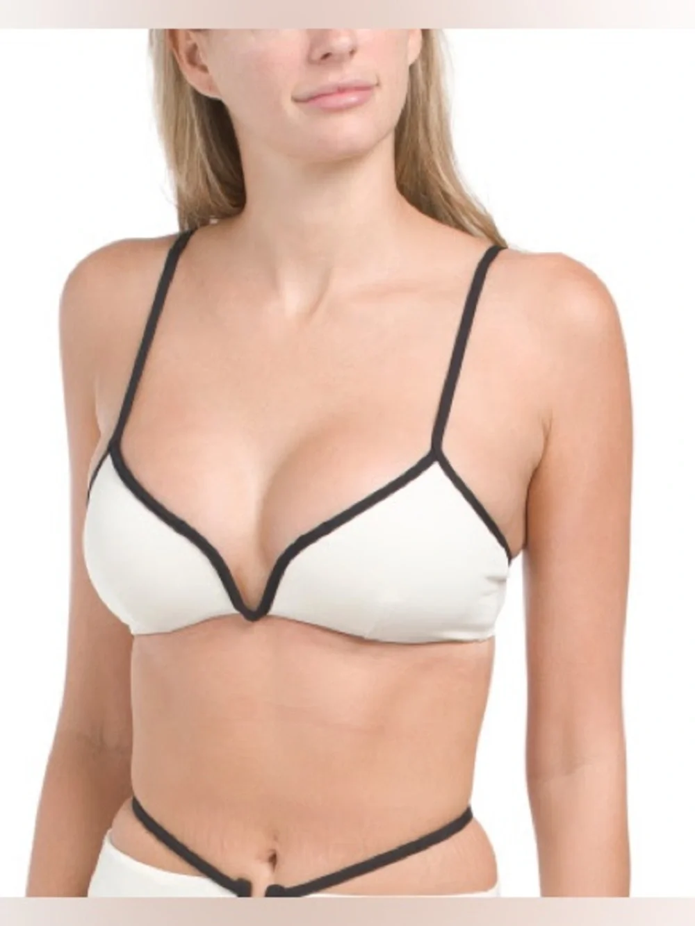 NWT- L*Space V Cut Wire Bikini Top and Joy Bottom Bitsy in Cream/Black XS